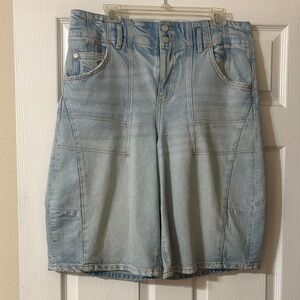 We The Free Extreme Measures Denim Shorts Size 31 Low Rise Barrel Shorts